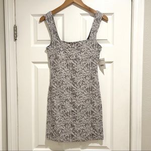 NWT Free People Floral Pucker Square Neck Bodycon Dress